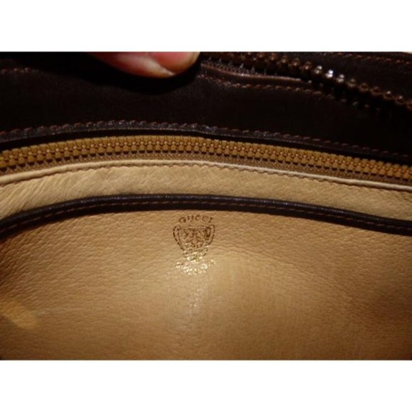 Gucci Vintage Brown Suede Leather Shoulder Bag with Red And Green - Picture 9 of 12